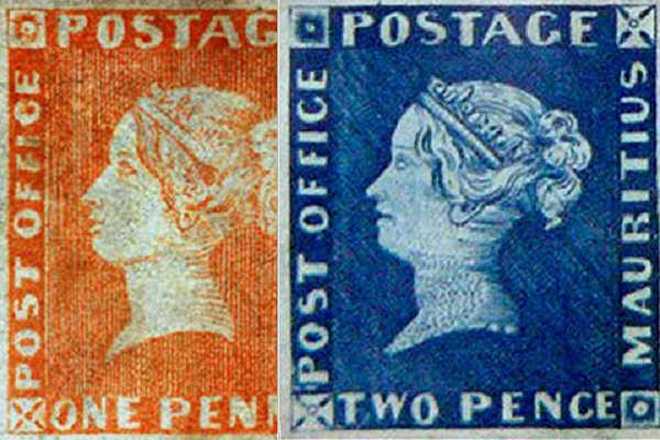 Первые две марки Маврикия (1847 г.)