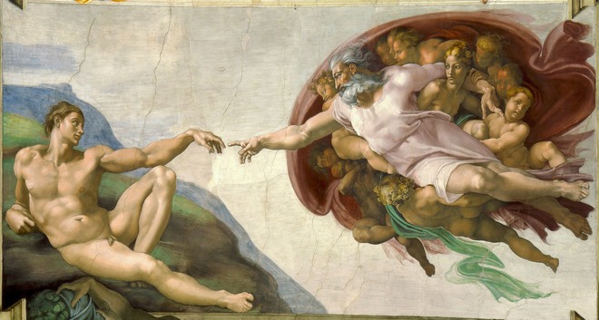 Фреска Сотворение Адама, Микеланджело Буонарроти