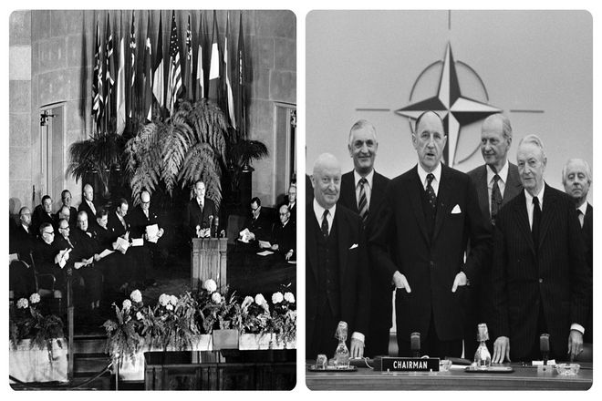 Члены-основатели НАТО встретились в Вашингтоне, округ Колумбия, в 1949 году. Чтобы подписать Вашингтонский договор, по которому была создана организация. Впоследствии они часто встречались в Европе, чтобы обсудить состояние глобальной безопасности.