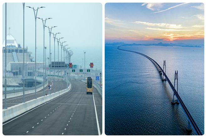 Мост Гонконг-Чжухай-Макао является самым длинным морским мостом. А также самым длинным и глубоким подводным туннелем, на строительство которого ушло более 400 000 тонн стали. И почти 20 миллиардов долларов. Сооружение протяженностью 55 км пересекает воды канала Линдинъян в устье Жемчужной реки.