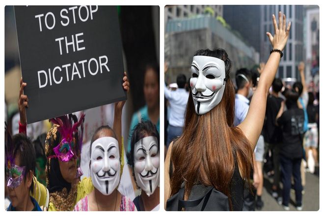 Anonymous опубликовали список инструкций для марша протеста. В том числе: "Закройте лицо. Это предотвратит вашу идентификацию на видео, снятых противником, другими протестующими или службой безопасности".