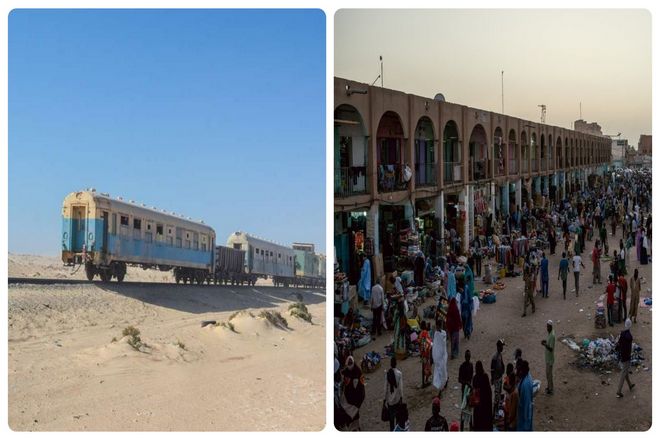 Национальная железная дорога Мавритании, известная в народе как "Поезд пустыни". Она является одной из самых длинных железнодорожных линий пустыни в мире. Открытая в 1963 году, она ежедневно перевозит железо (и отважных пассажиров) на расстояние 704 километра через пустыню Сахара.
